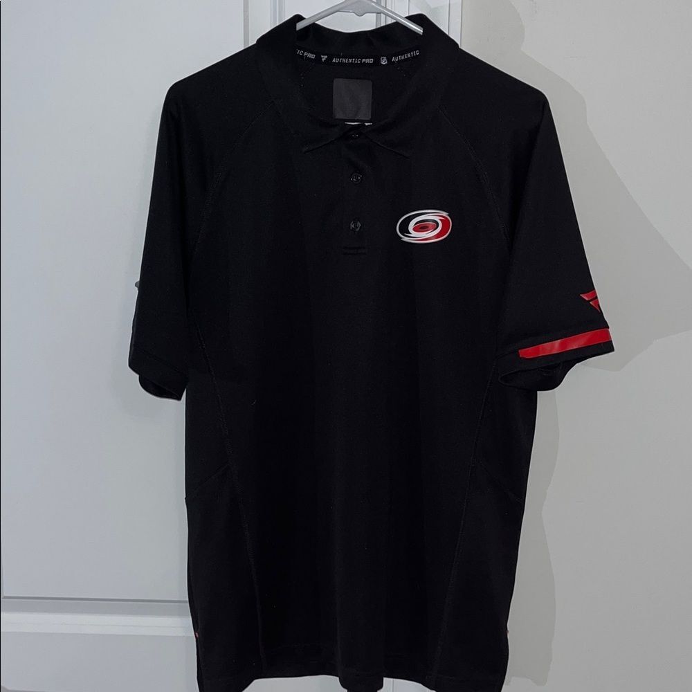 Black Fanatics Polyester NHL Worn Carolina Hurricanes Golf Polo Shirt M slimfit